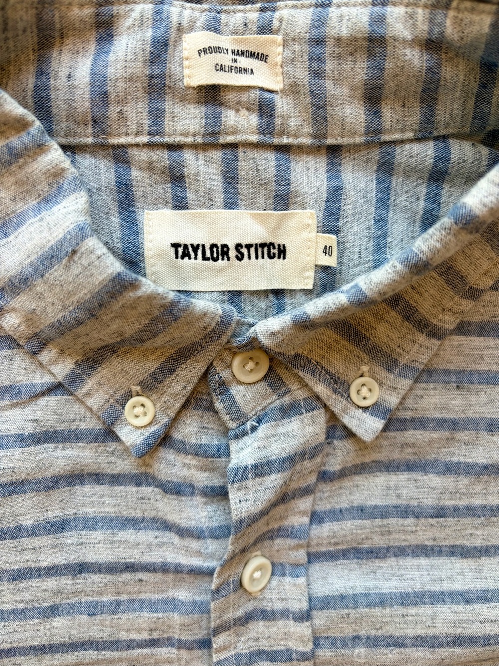 Taylor Stitch Slub Cotton Stripe S/S Shirt Medium 40